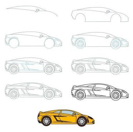 Altın süper araba (2) çizimi