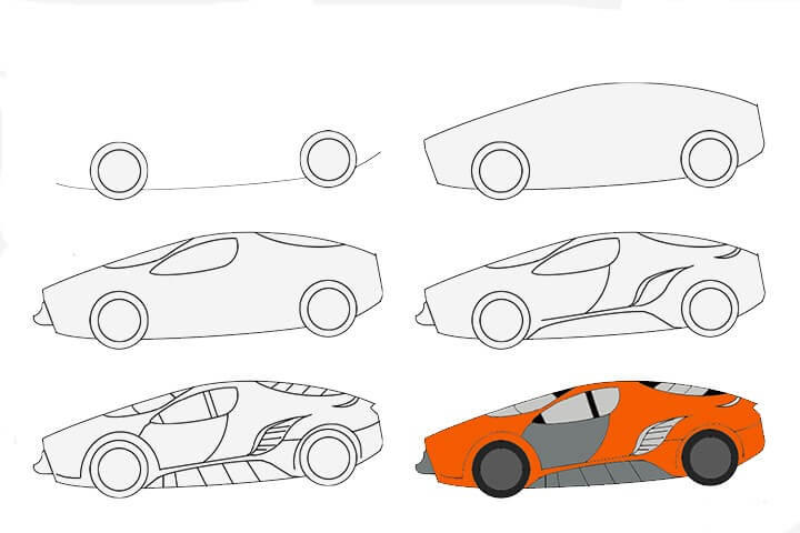 Geleceğin arabası (2) çizimi