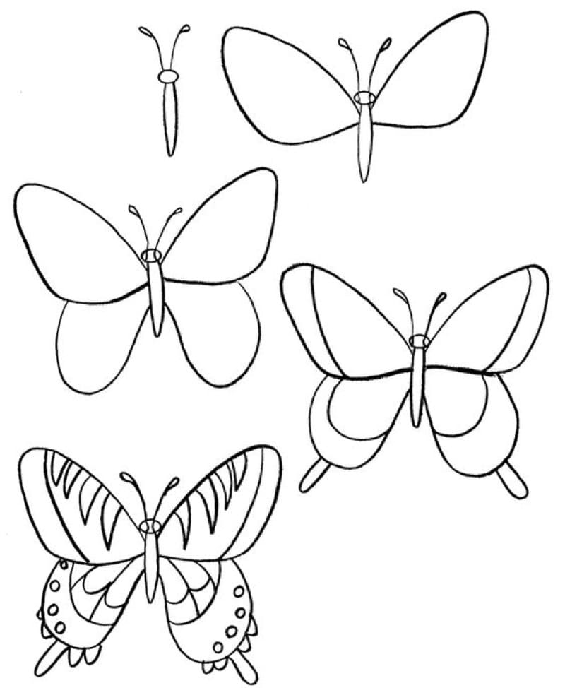Çocuklar için kelebek çizimi