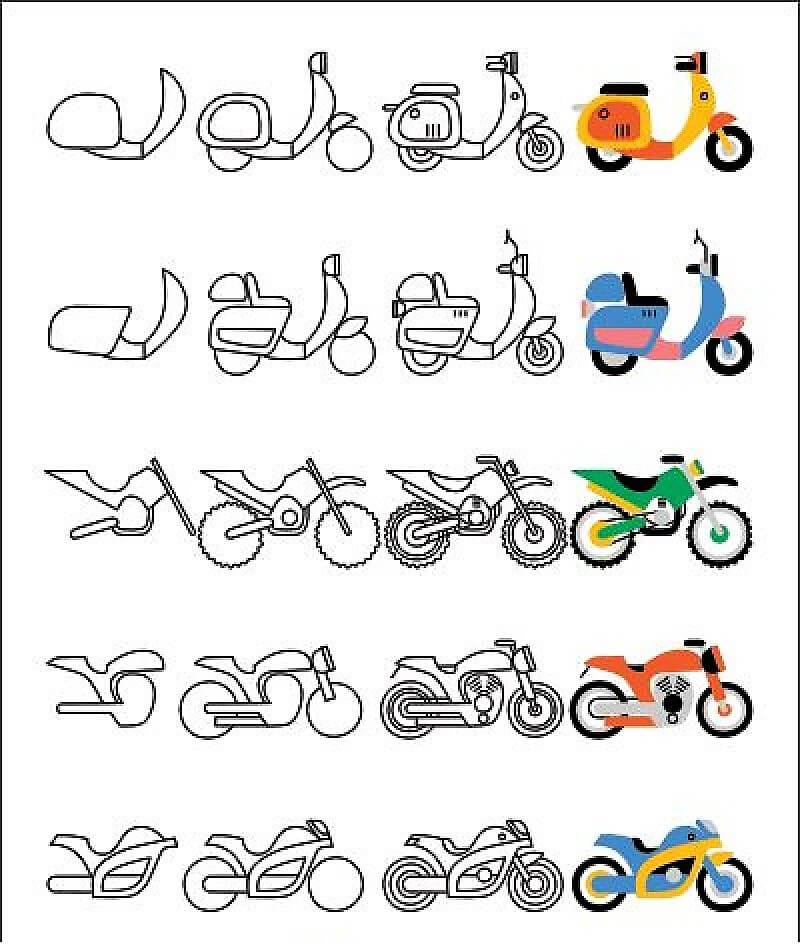 5 çeşit motosiklet çizimi