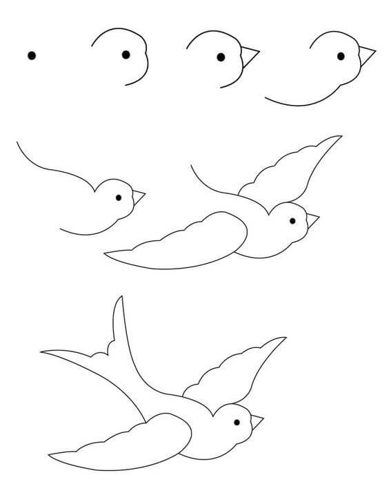 Basit bir kuş çizin çizimi