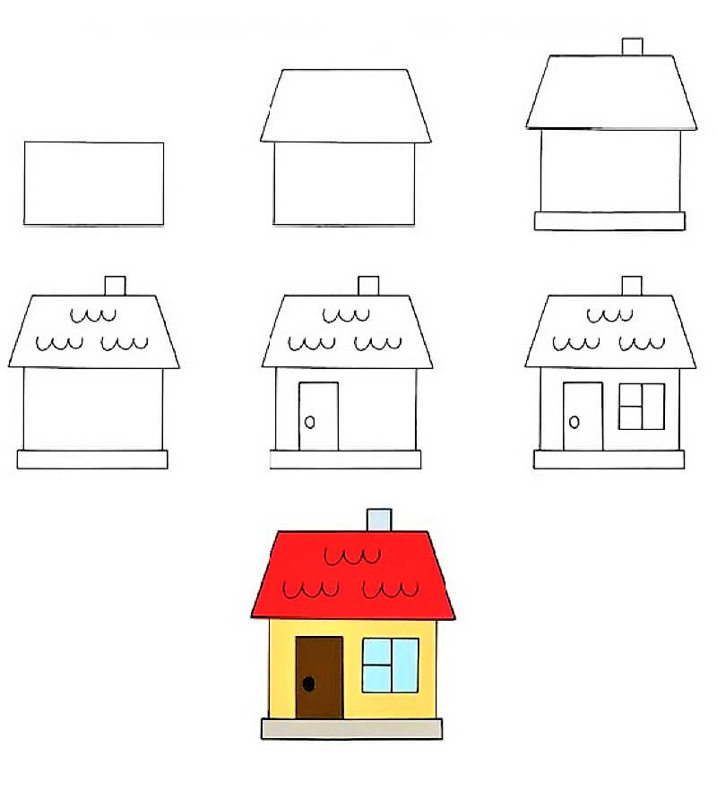 Basit Küçük Bir Ev çizimi