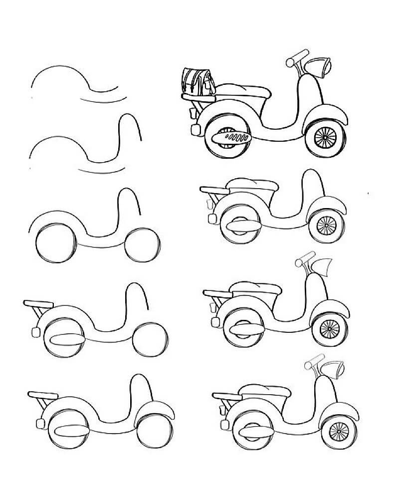 Bir İtalyan Motosikleti çizimi