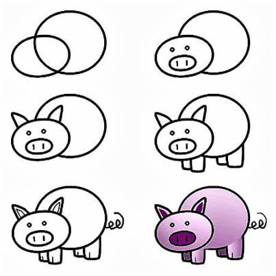 Bir karikatür domuz çizimi