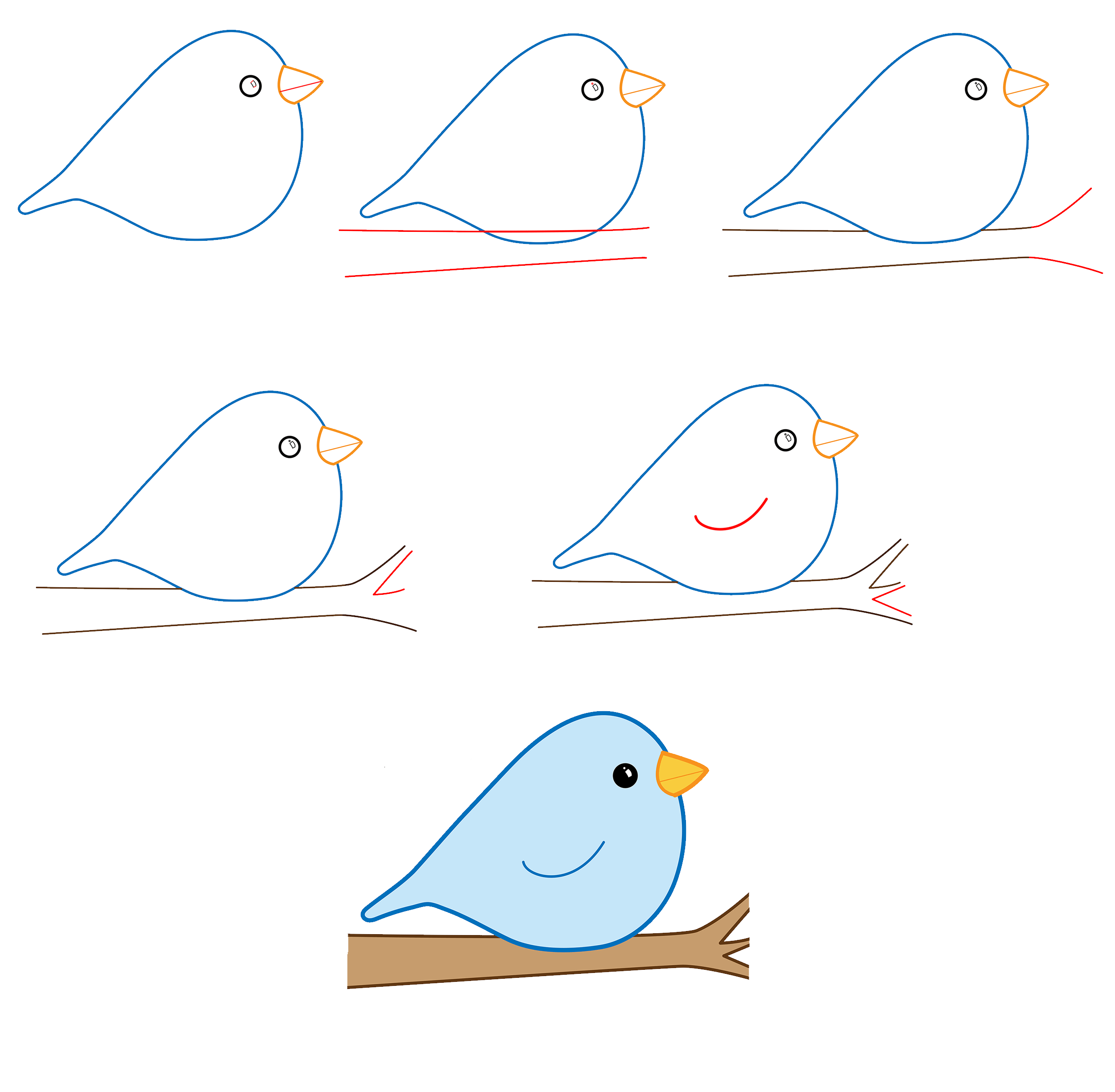 Sevimli kuş çizimi
