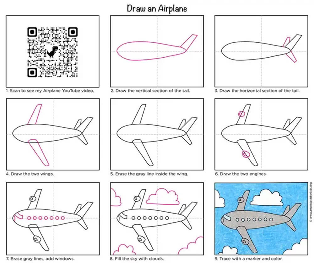 Uçak (Çocuklara Yönelik Sanat Projeleri) çizimi