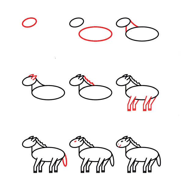 Çocuklar için at çizimi