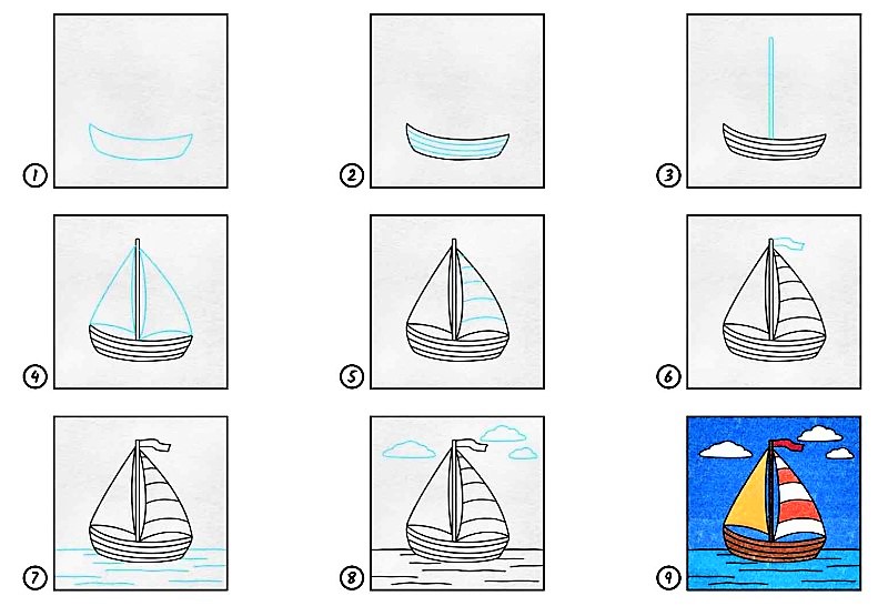 Bir tekne fikri 9 çizimi