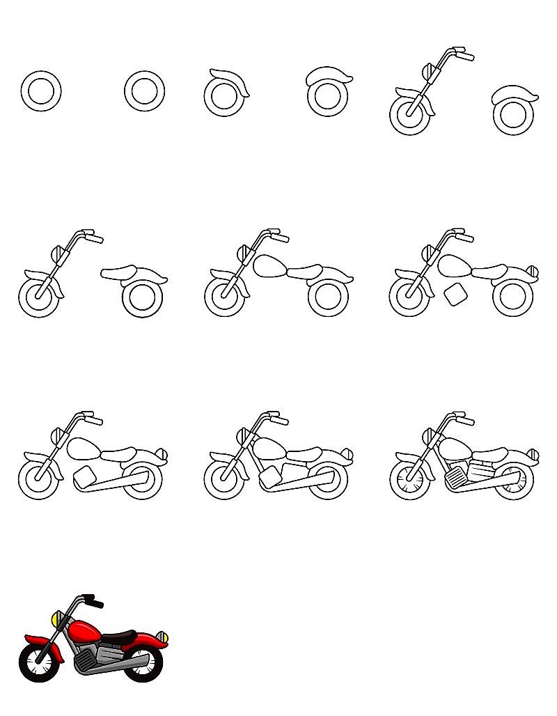 Motosiklet fikri 8 çizimi