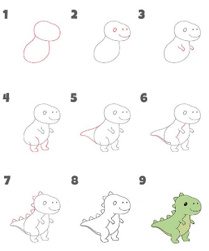 Sevimli bir dinozor çizimi