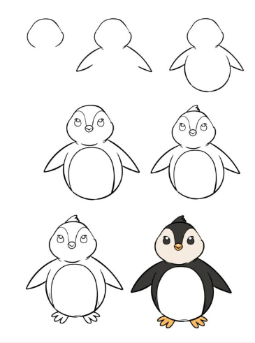 Sevimli bir penguen çizimi