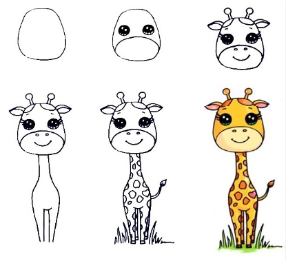 Sevimli bir zürafa çizimi