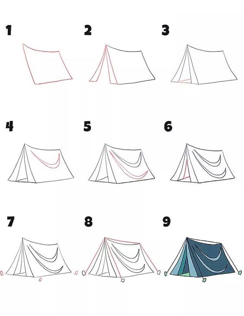 Basit bir üçgen çadır çizimi