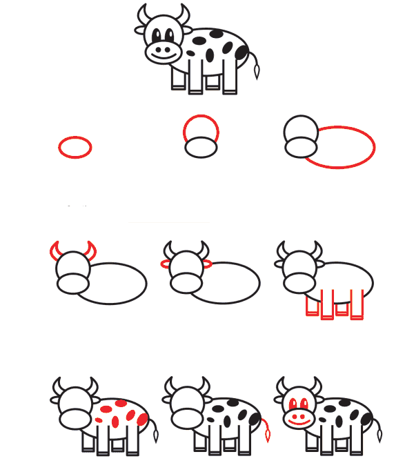 Çocuklar için inek çizimi