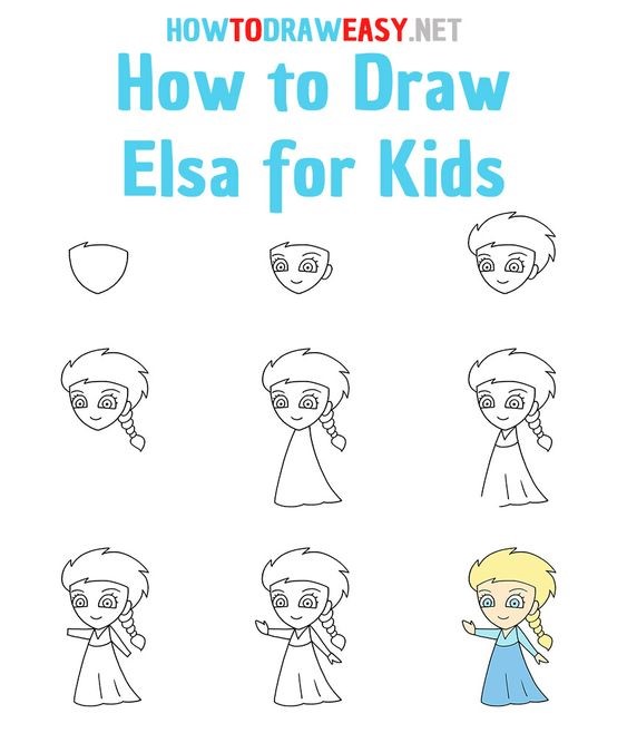 Basit bir Prenses Elsa çizimi