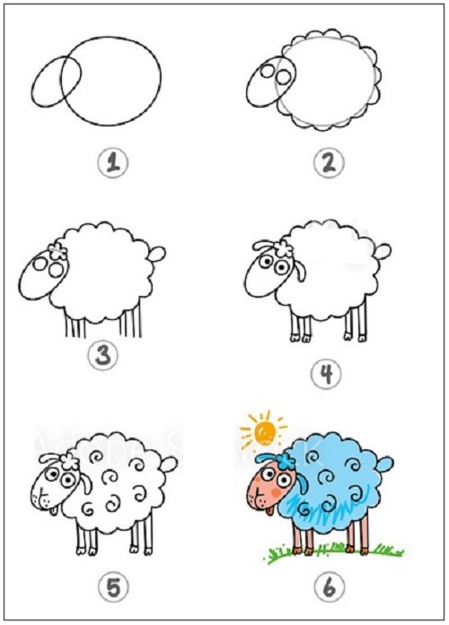 Bir koyun otluyor 1 çizimi