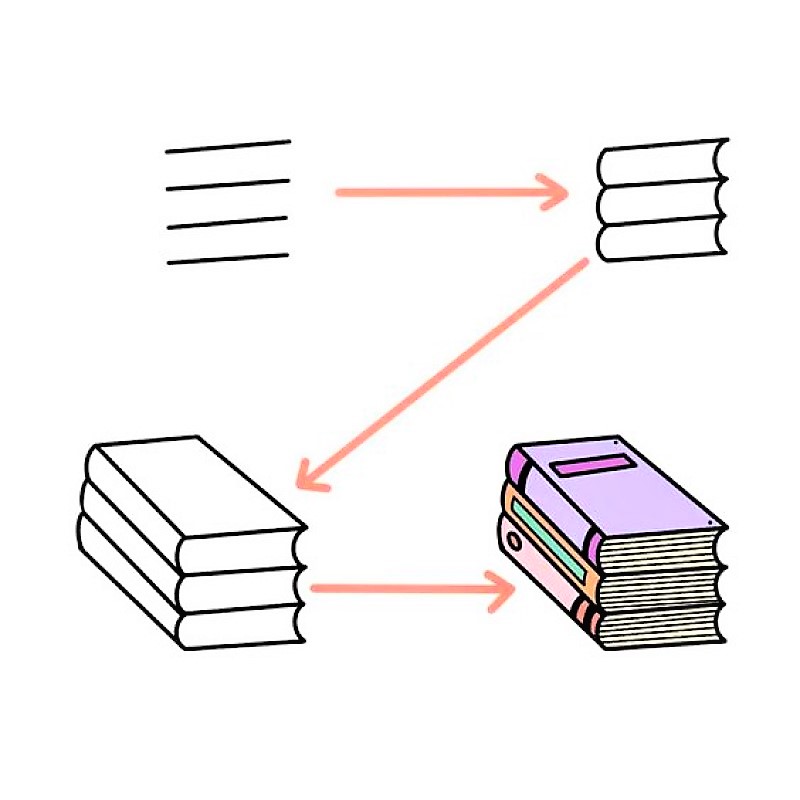 Fikir Masadaki kitaplardan oluşan bir dosya 1 çizimi