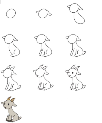 Şirin bir keçi yavrusu çizimi