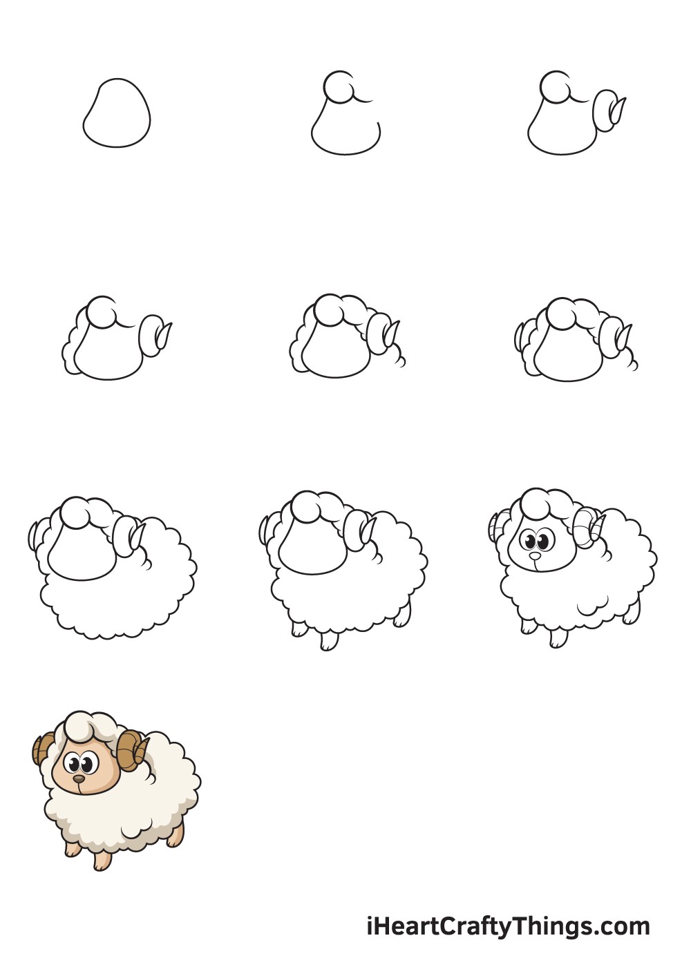 Sevimli bir koyun çizimi