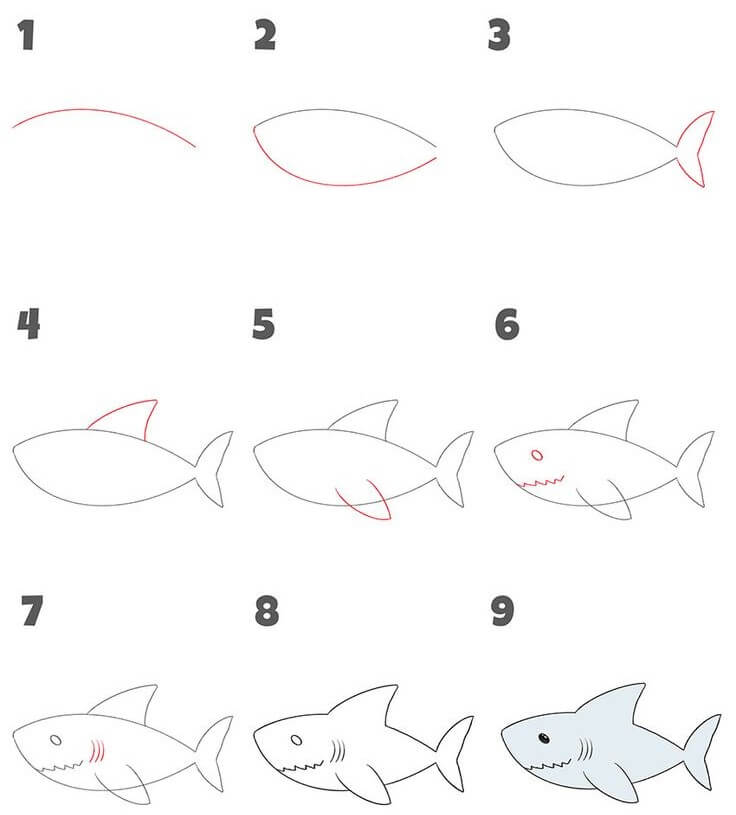 Köpekbalığı sevimli çizimi