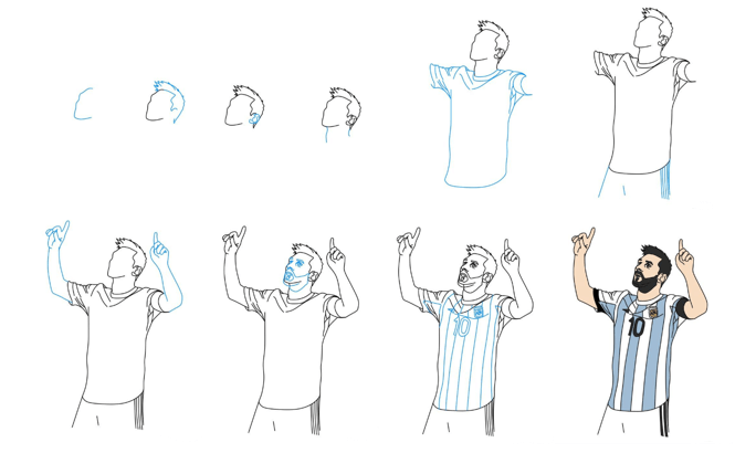 Messi kutlaması çizimi