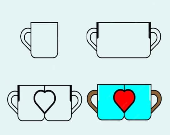 Çift fincan kahve çizimi