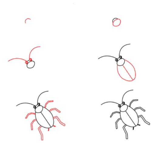 Çocuklar için hamamböceği çizimi