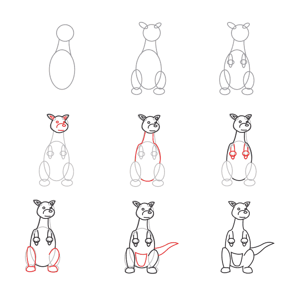 Çocuklar için kanguru (3) çizimi