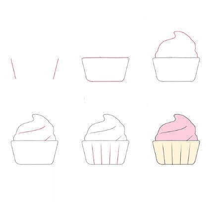 Cupcakes basit çizim çizimi