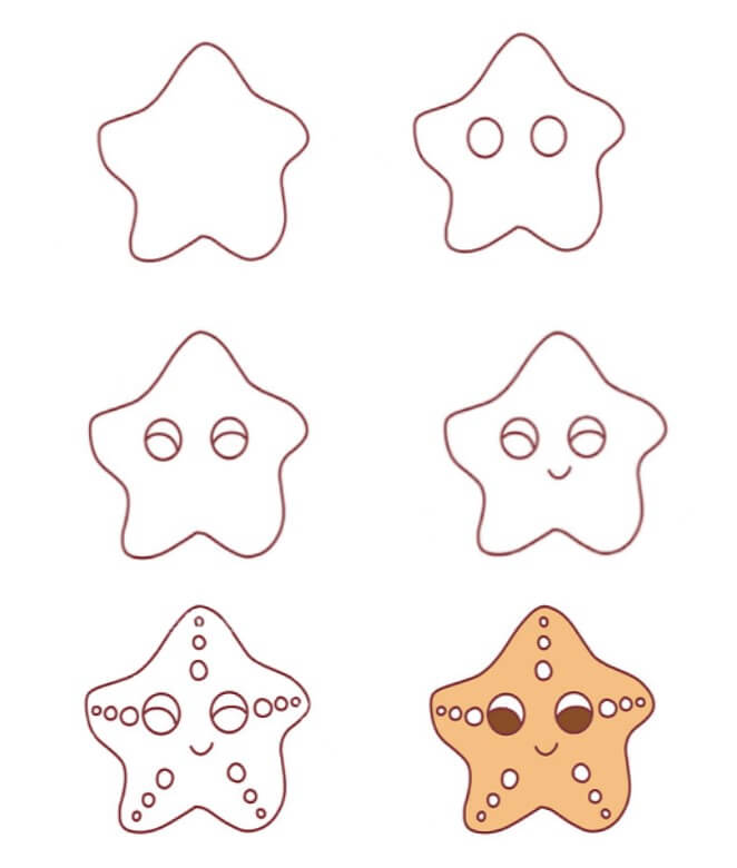 Deniz yıldızı sevimli 2 çizimi