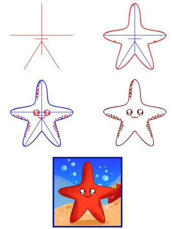 Deniz yıldızı sevimli çizimi
