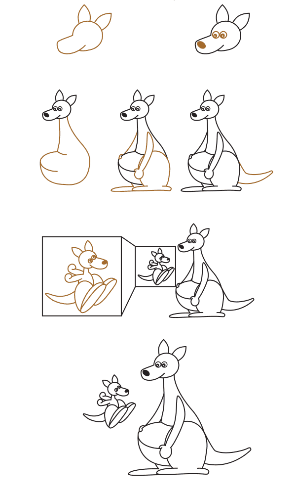 Gerçekçi kanguru (3) çizimi