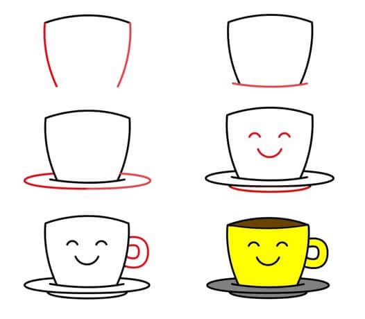 Gülümseyen bir fincan kahve çizimi