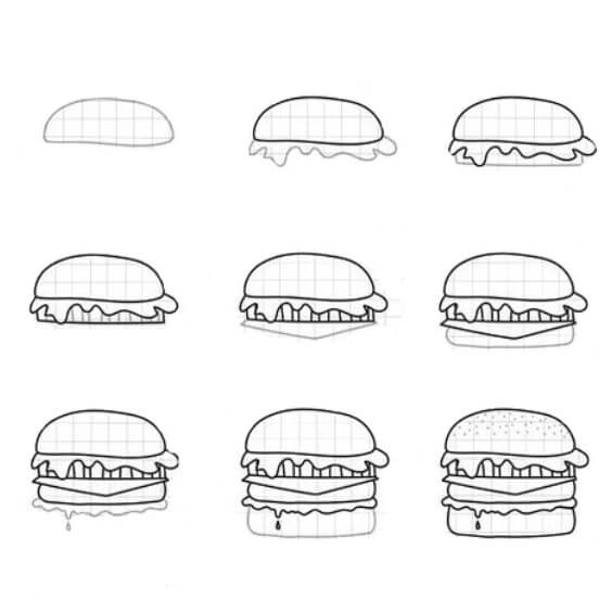 Hamburger fikri 12 çizimi
