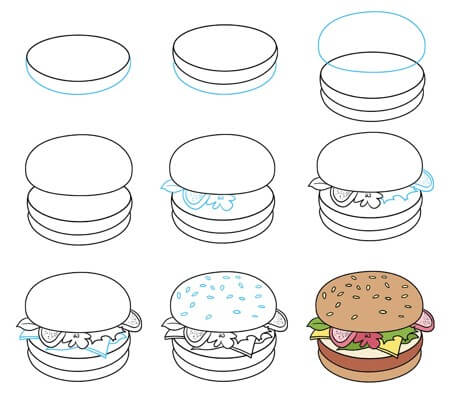 Hamburger fikri 9 çizimi