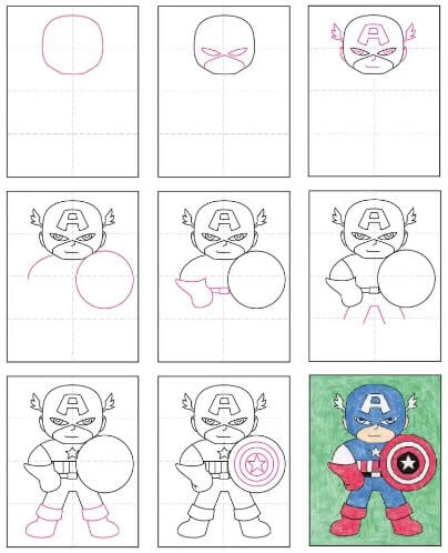 Kaptan Amerika basittir çizimi