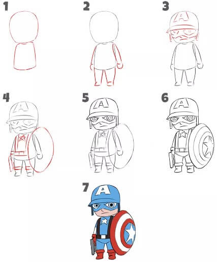 Kaptan Amerika sevimli 2 çizimi