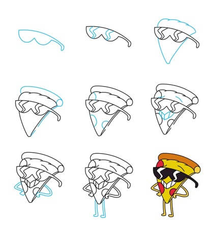 Karikatür pizza (6) çizimi