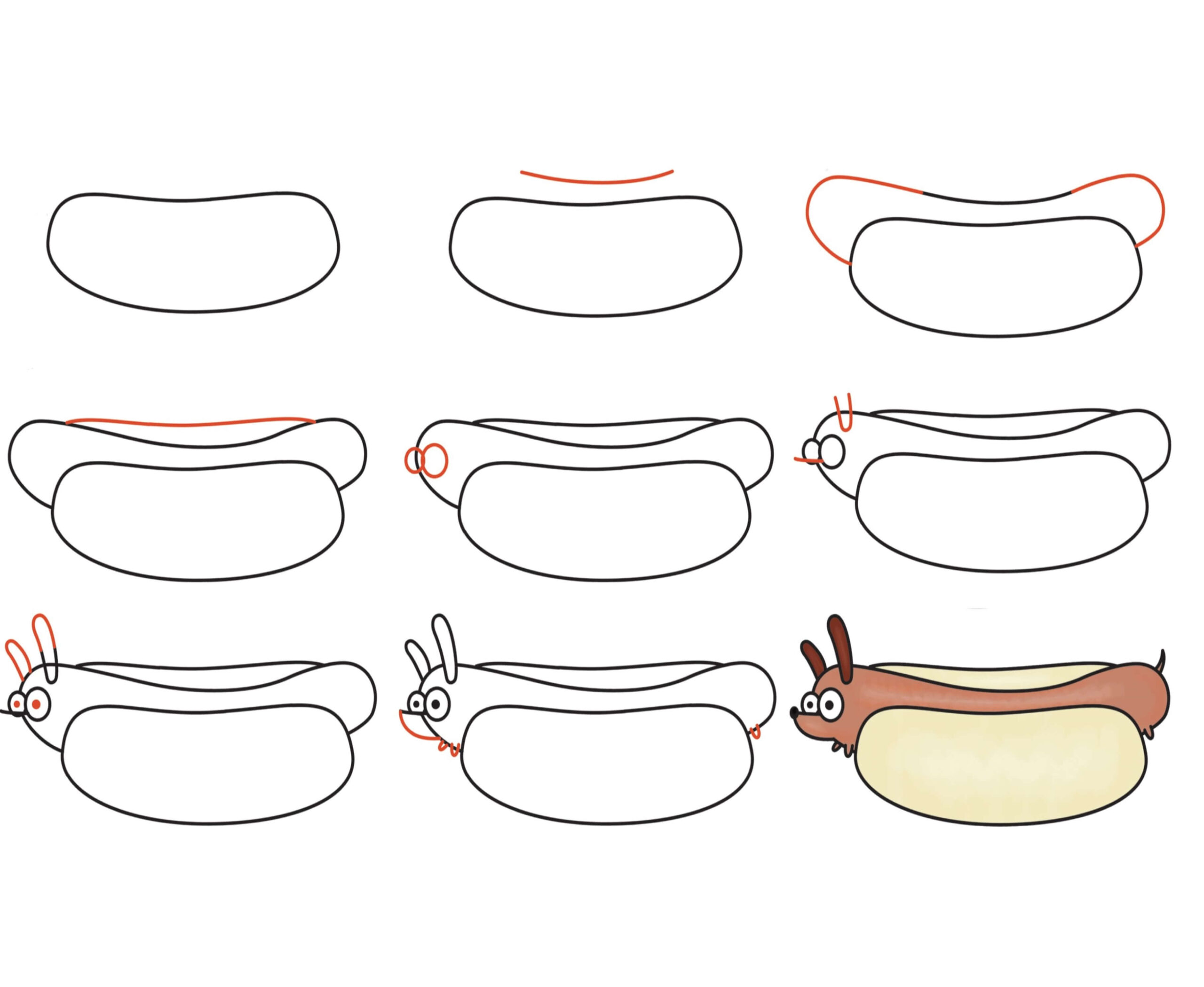 Karikatür sosisli sandviç 2 çizimi