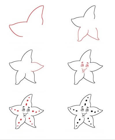 İlginç deniz yıldızı çizimi