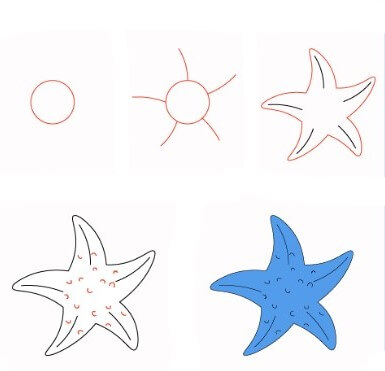 Mavi deniz yıldızı çizimi