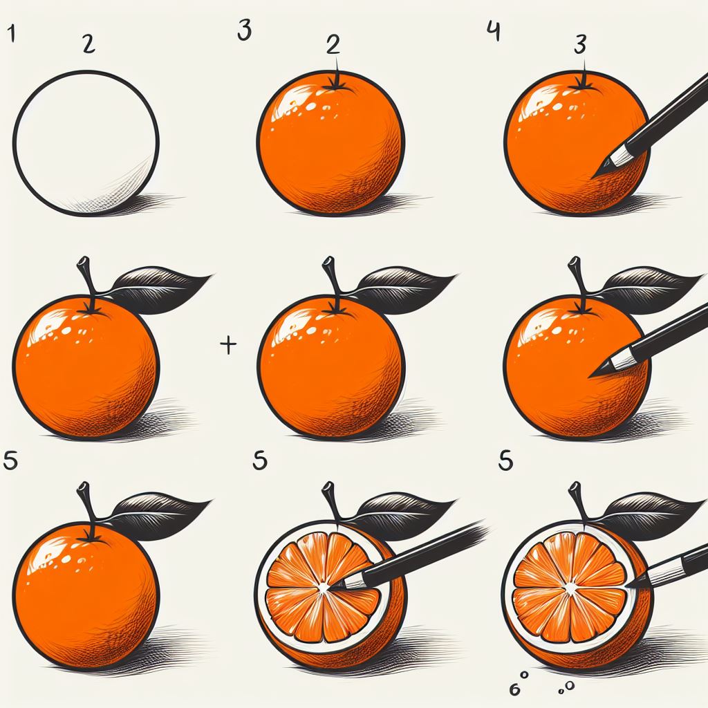 Orange cut in half 5 çizimi