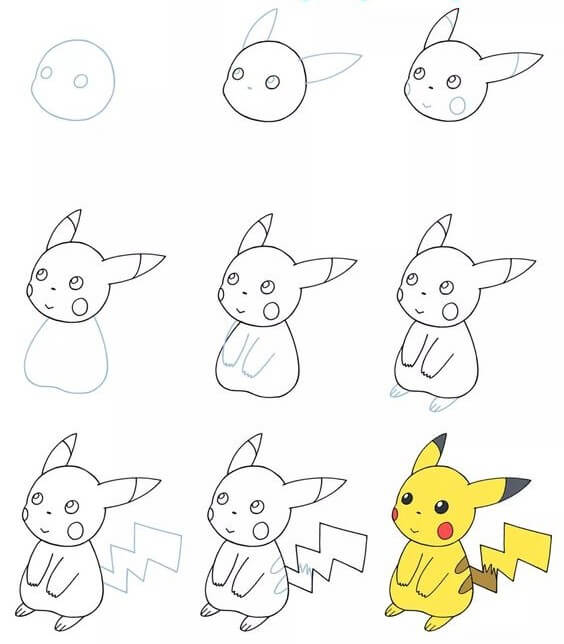 Pikachu Barışçıl. çizimi