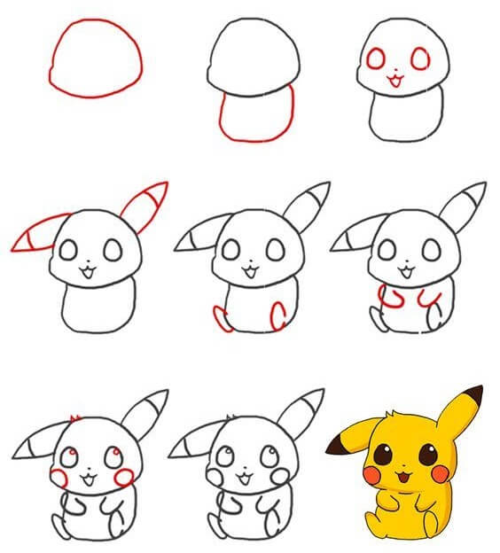 Pikachu Coşkulu çizimi