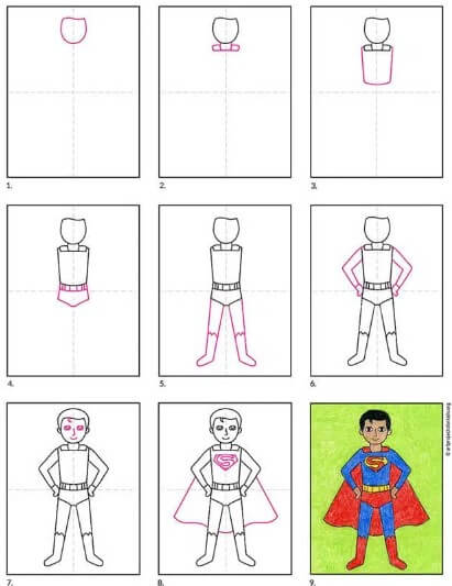 Süpermen basit boyama çizimi
