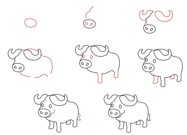 Sevimli bufalo 2 çizimi