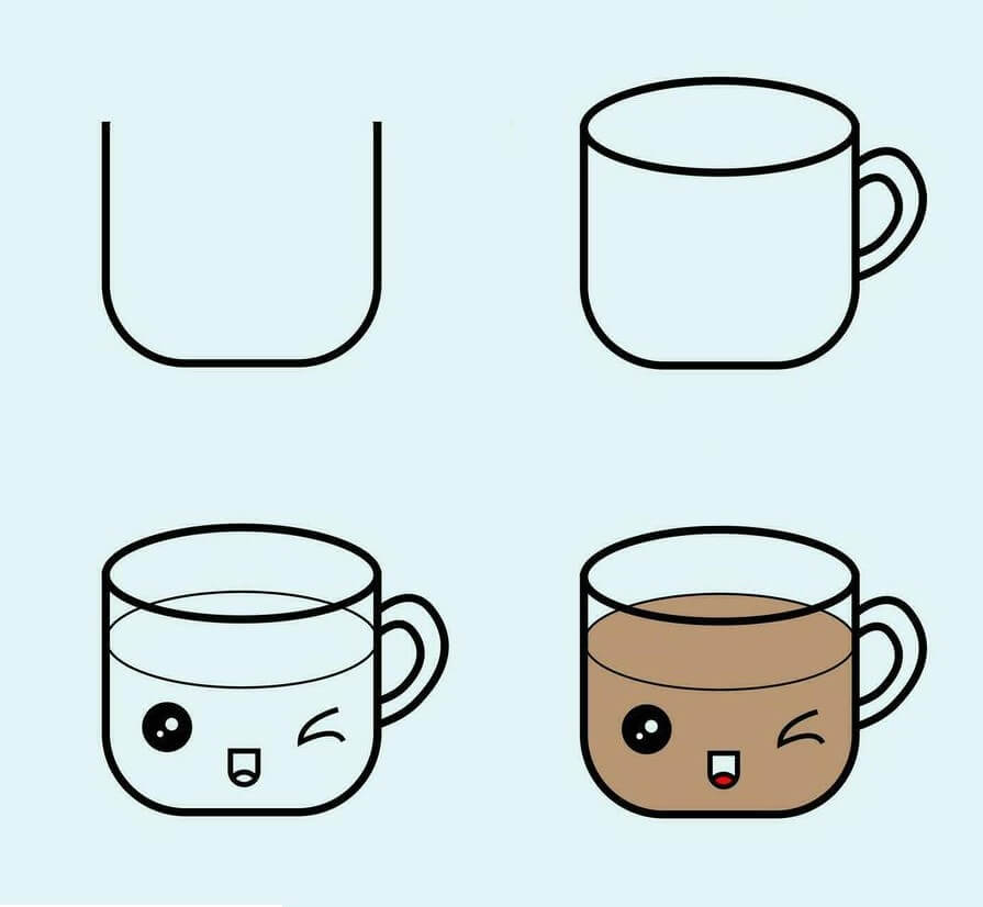 Şirin bir fincan kahve (1) çizimi