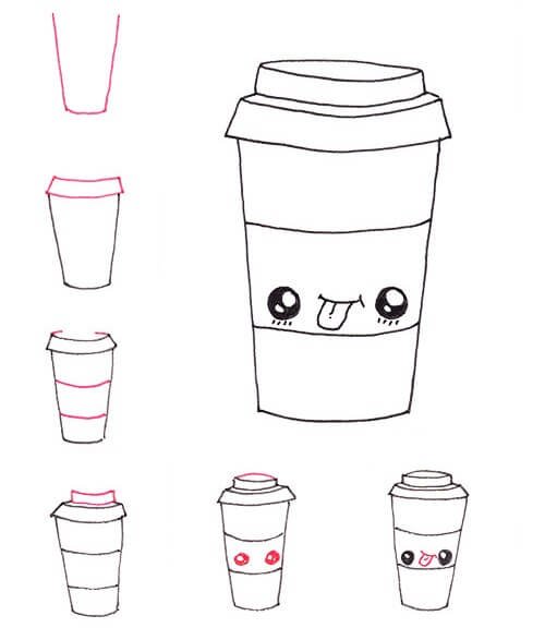 Şirin bir fincan kahve (2) çizimi