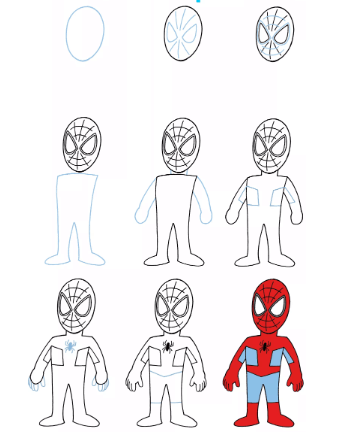 Spider man sevimli 3 çizimi