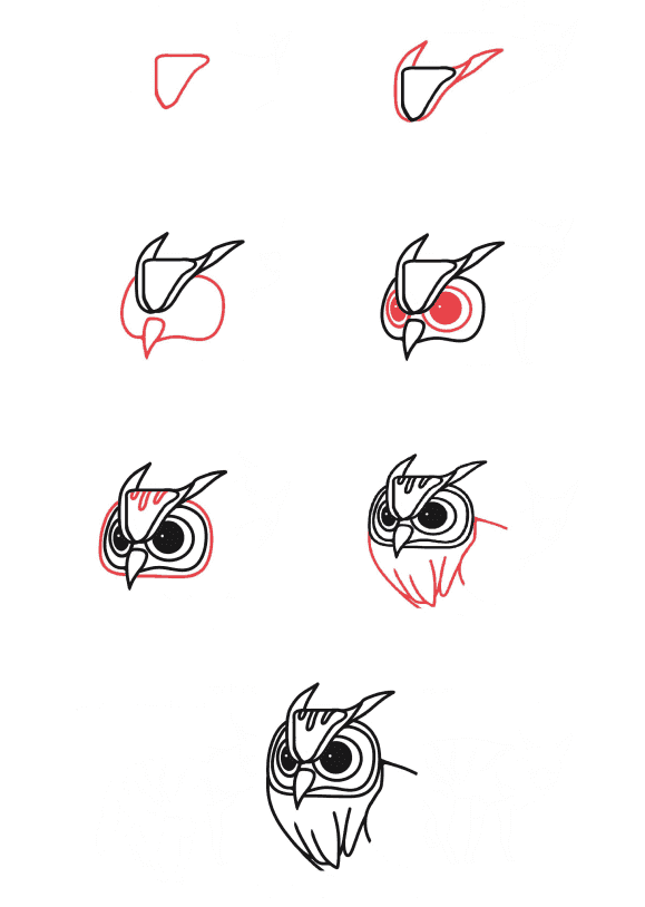 Baykuş kafası çizimi